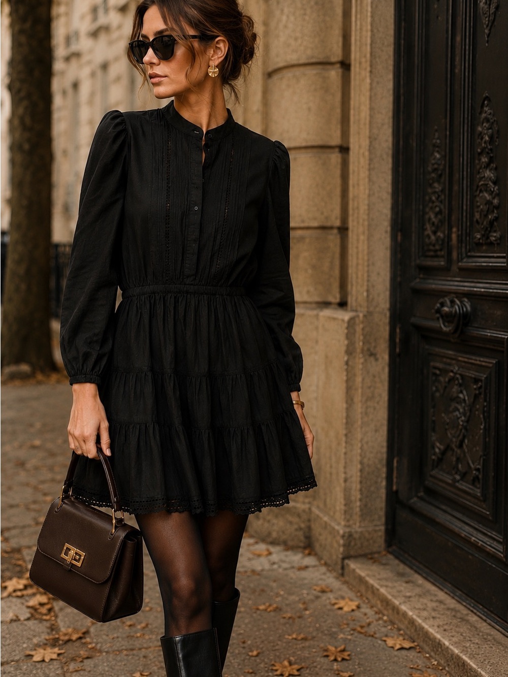 Vanessa Bruno SS22 Black 100% Cotton Tiered Dress | Size 38 | French Designer